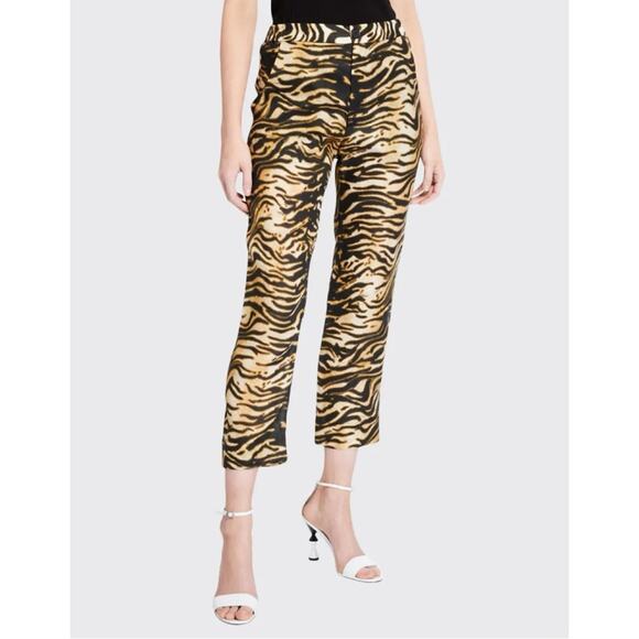 Rachel Comey Linen Council Tiger Animal Print Tapered Cropped Trouser Pants - Picture 1 of 9